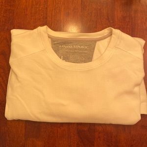 Large Long-sleeve Banana Republic Waffle Crew- White